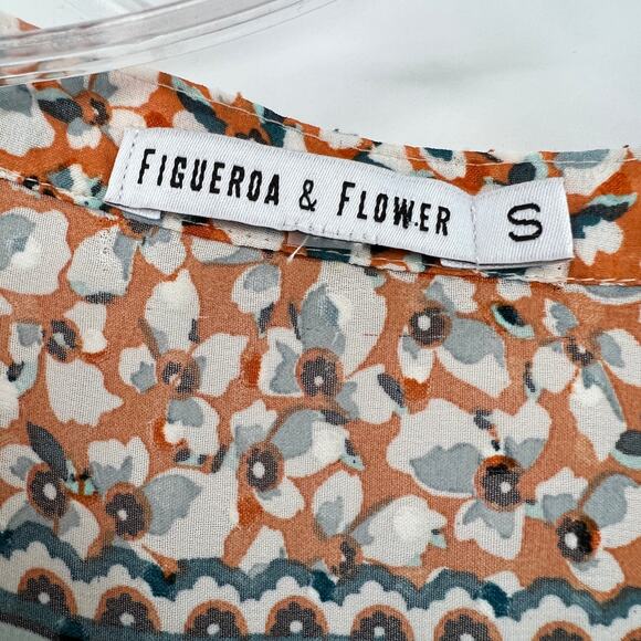 Figueroa & Flower Floral Print‎ Pintuck Button Down Boho Career Workwear Blouse - Picture 3 of 7